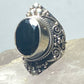 Black ring size 7 faceted sterling silver cigar band women