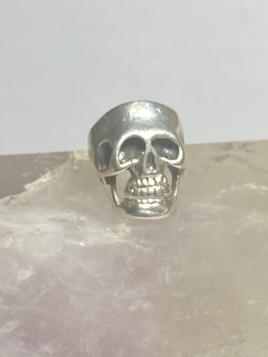 Skull ring biker band sterling silver band men women