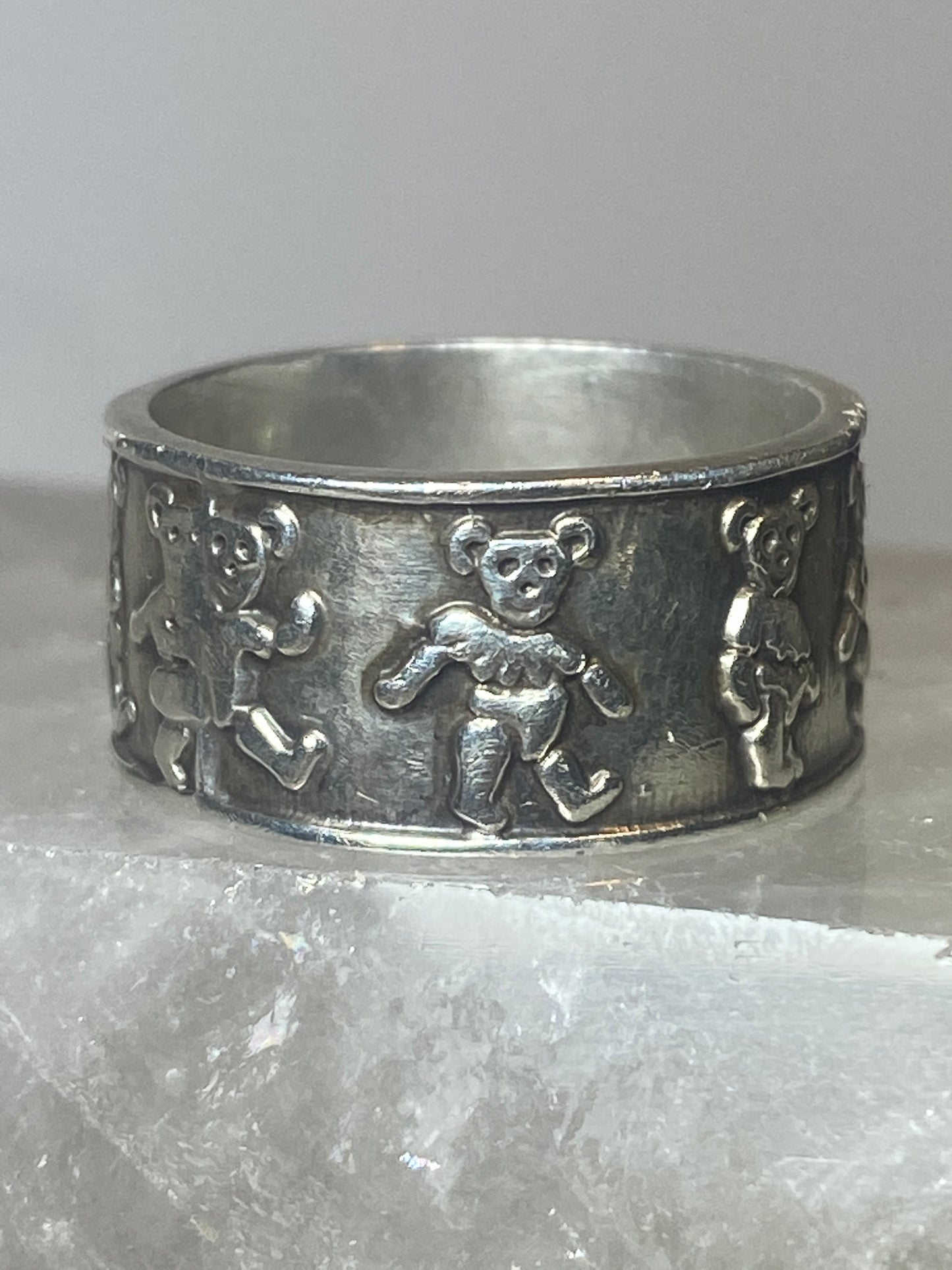 Bears  ring size 7.25  bear band sterling silver women men