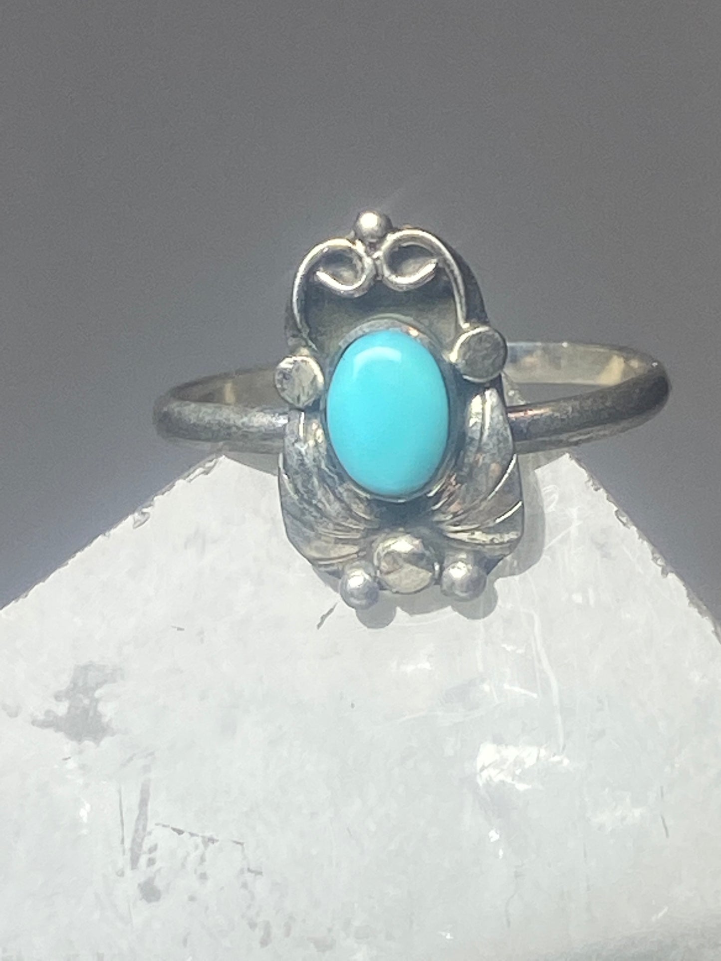 Turquoise ring southwest pinky floral leaves blossom baby children women girls  m