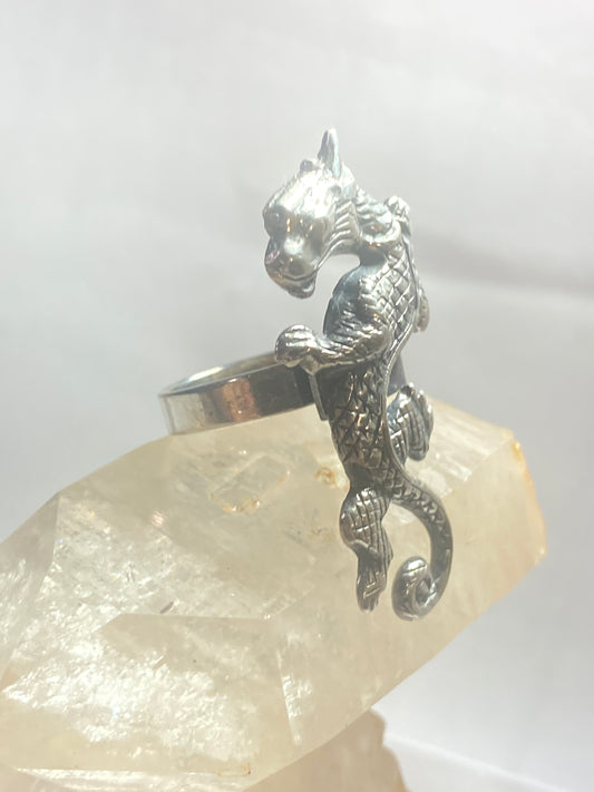 Dragon ring fantasy band sterling silver women