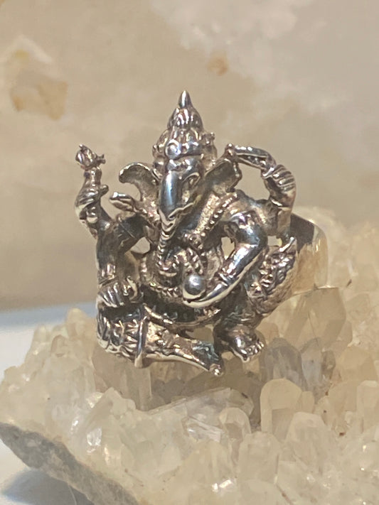 Ganesha ring size 6 Elephant Ganesh Hindu godd band sterling silver women men