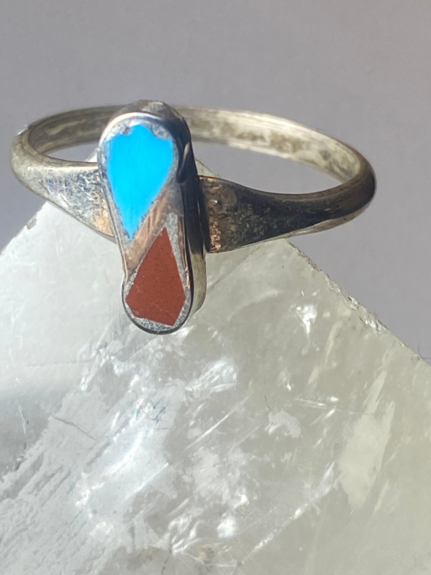 Turquoise coral ring southwest  sterling silver women girls u