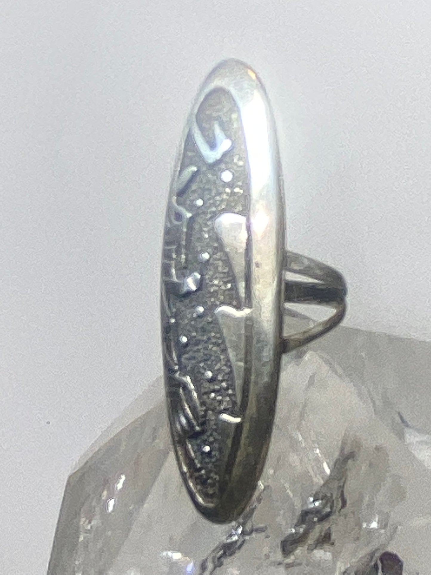 Kachina ring size 3 long Navajo sterling silver women  by Begay