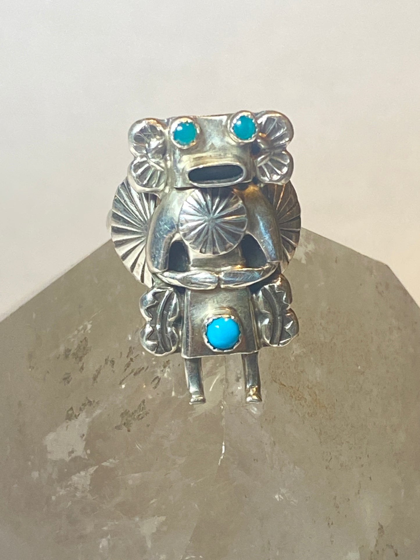 Kachina ring Navajo turquoise sterling silver women