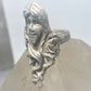 Lady face ring art deco band sterling silver women girl