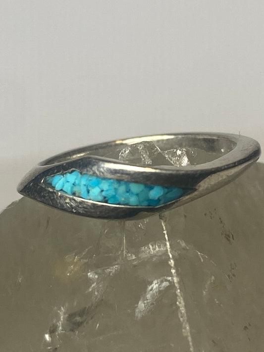 Turquoise chips ring slender stacker southwest women girls