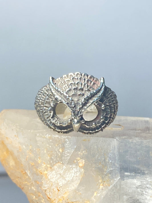 Owl Ring bird Band NO Stones graduate graduation sterling silver women AS IS