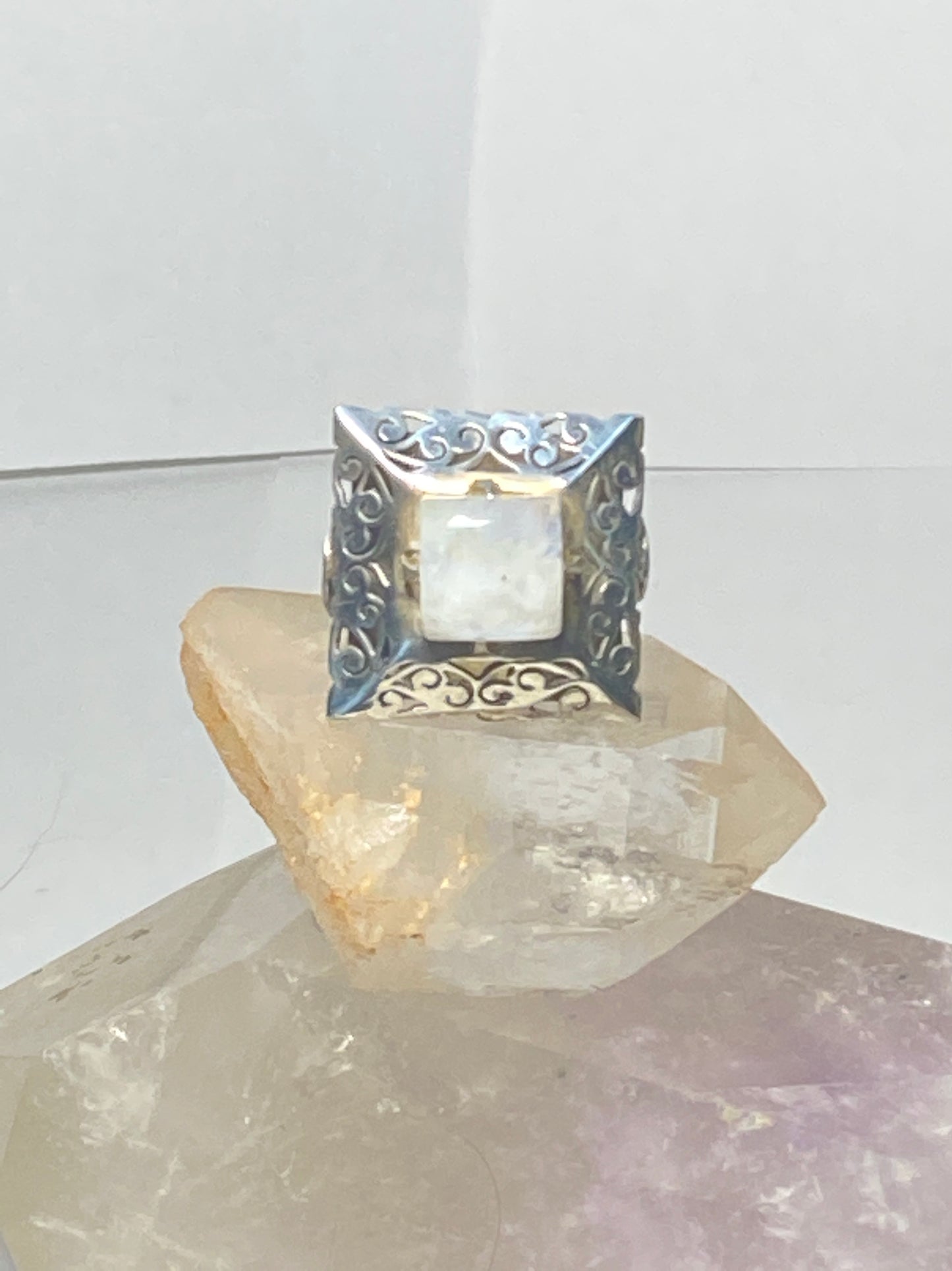 Moonstone Ring large square sterling silver women