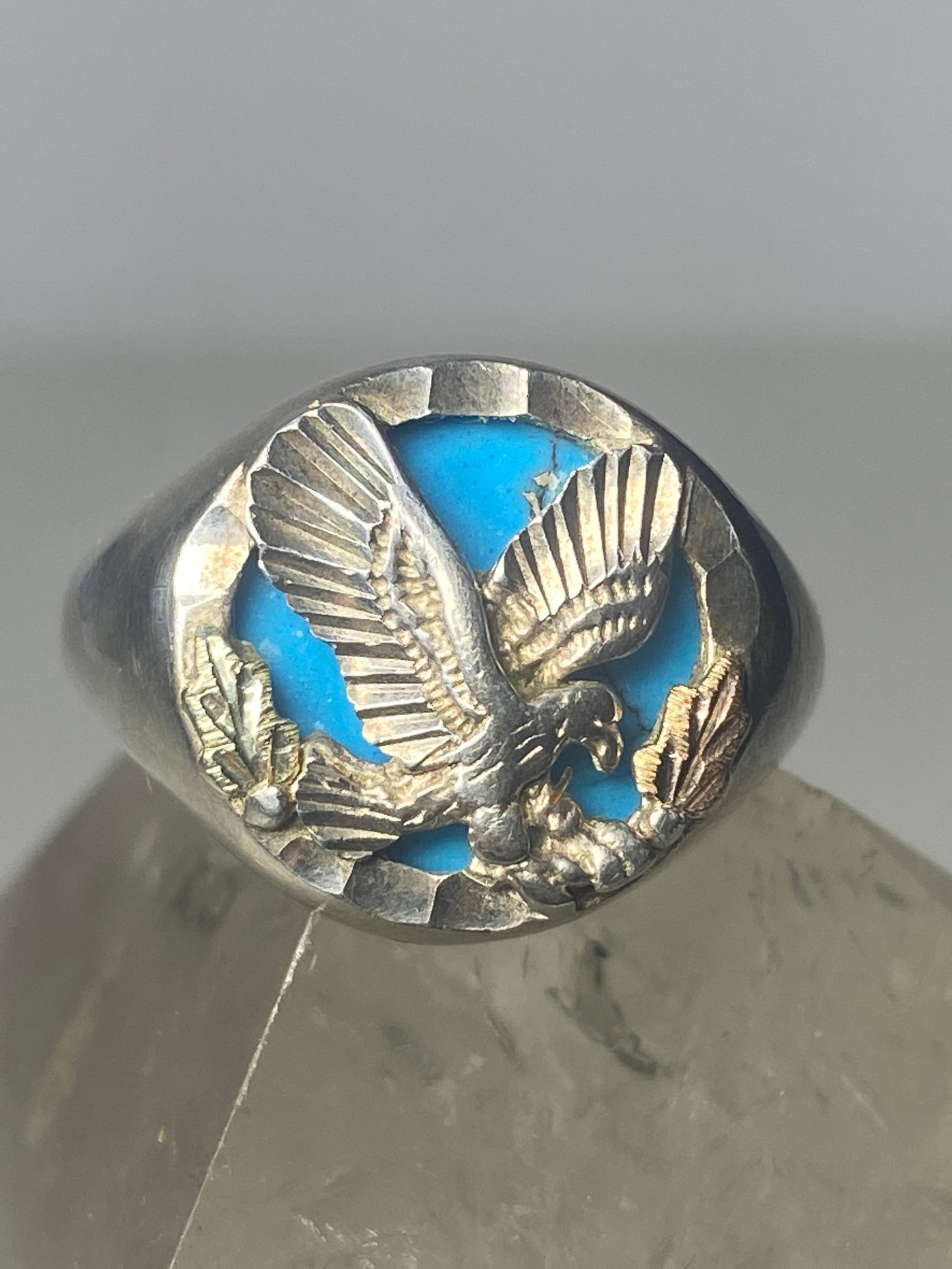 Black Hills Gold ring Eagle band sterling silver women men