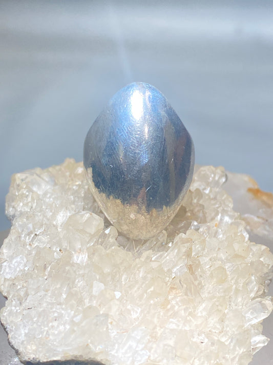 Long ring size 8.75 dome cigar knuckle armor  band sterling silver women