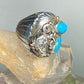 Buffalo ring size 9 turquoise Navajo southwest sterling silver men women