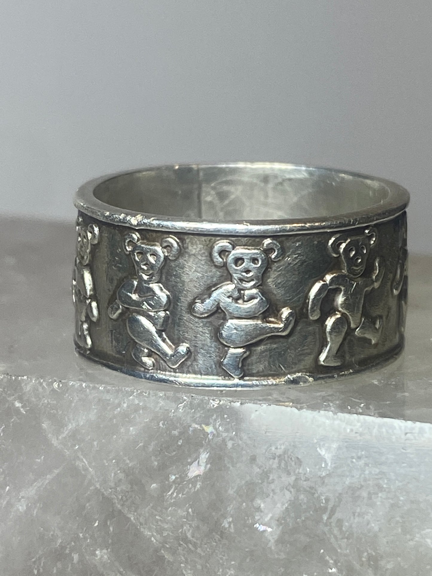 Bears  ring size 7.25  bear band sterling silver women men