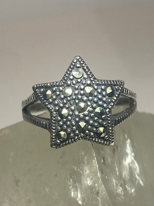 Star ring marcasites celestial band sterling silver women girls