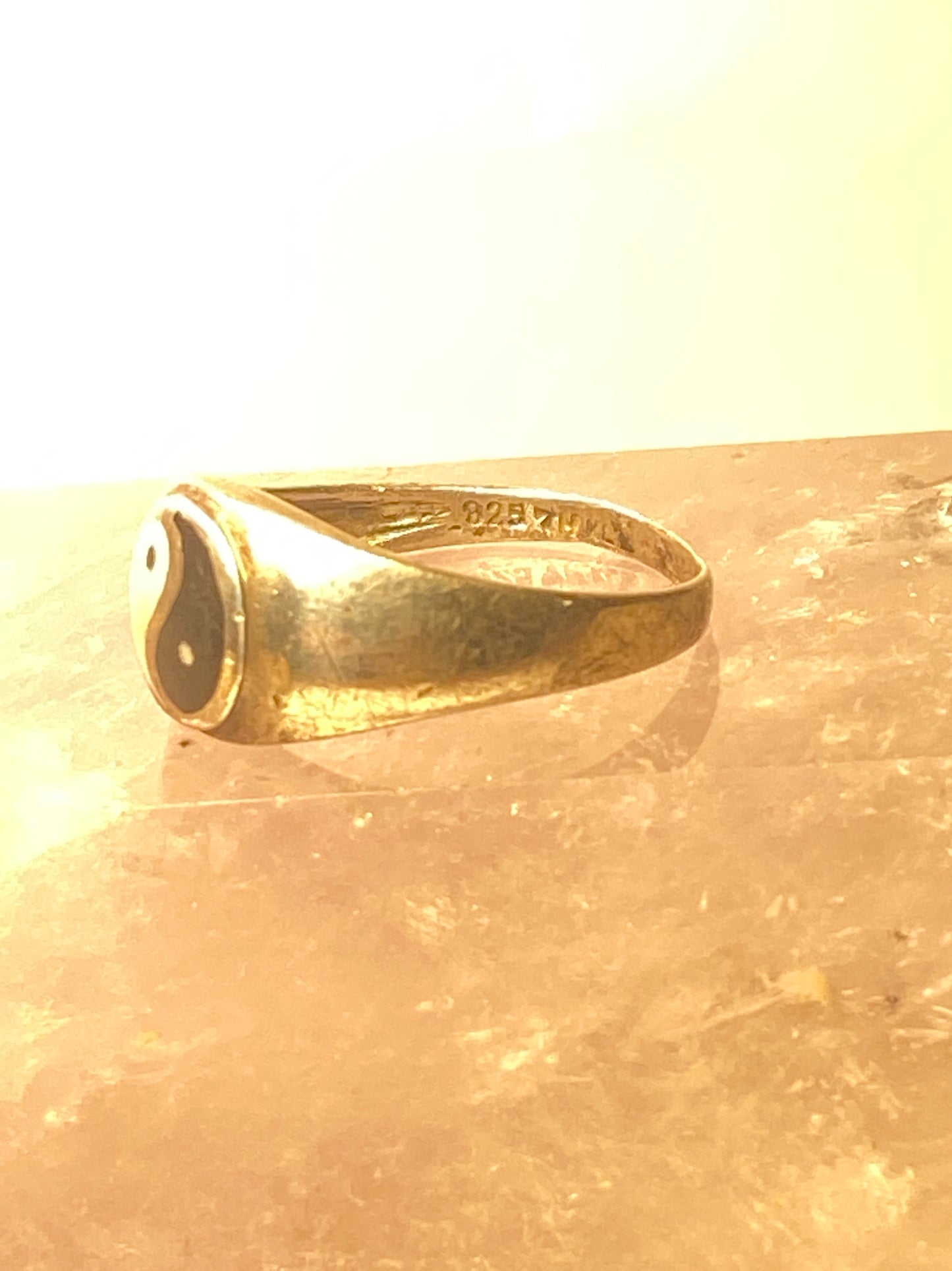 Yin Yang ring size 8.50  negative positive band geometric sterling silver women