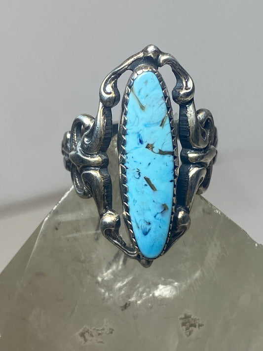 Turquoise ring long boho sterling silver women girls