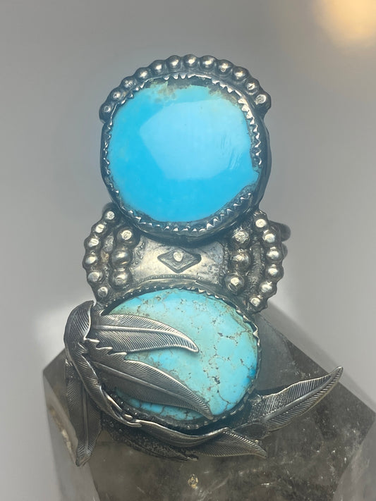 Turquoise ring size 6.50 southwest long sterling silver women