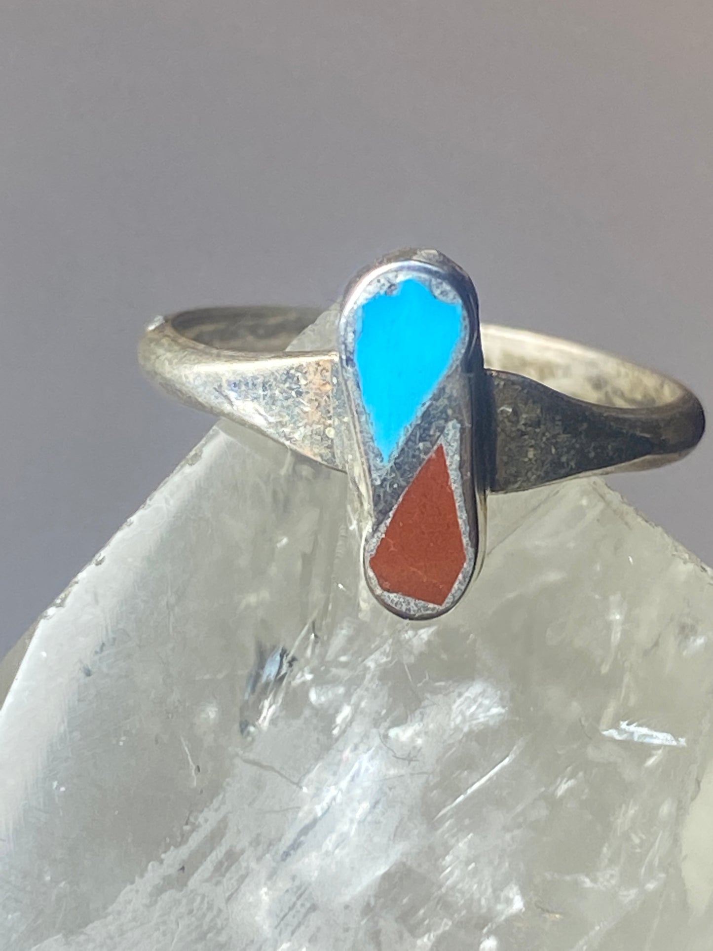 Turquoise coral ring southwest  sterling silver women girls u