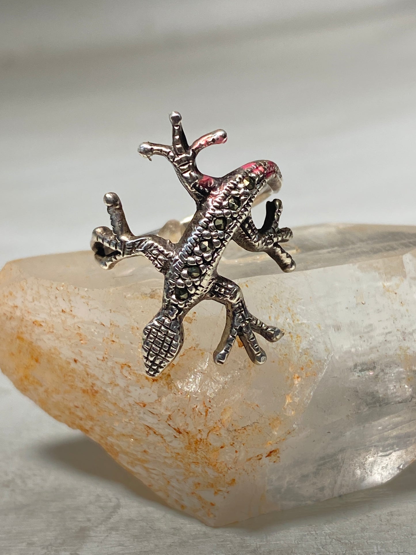 Lizard ring marcasites band sterling silver women girls