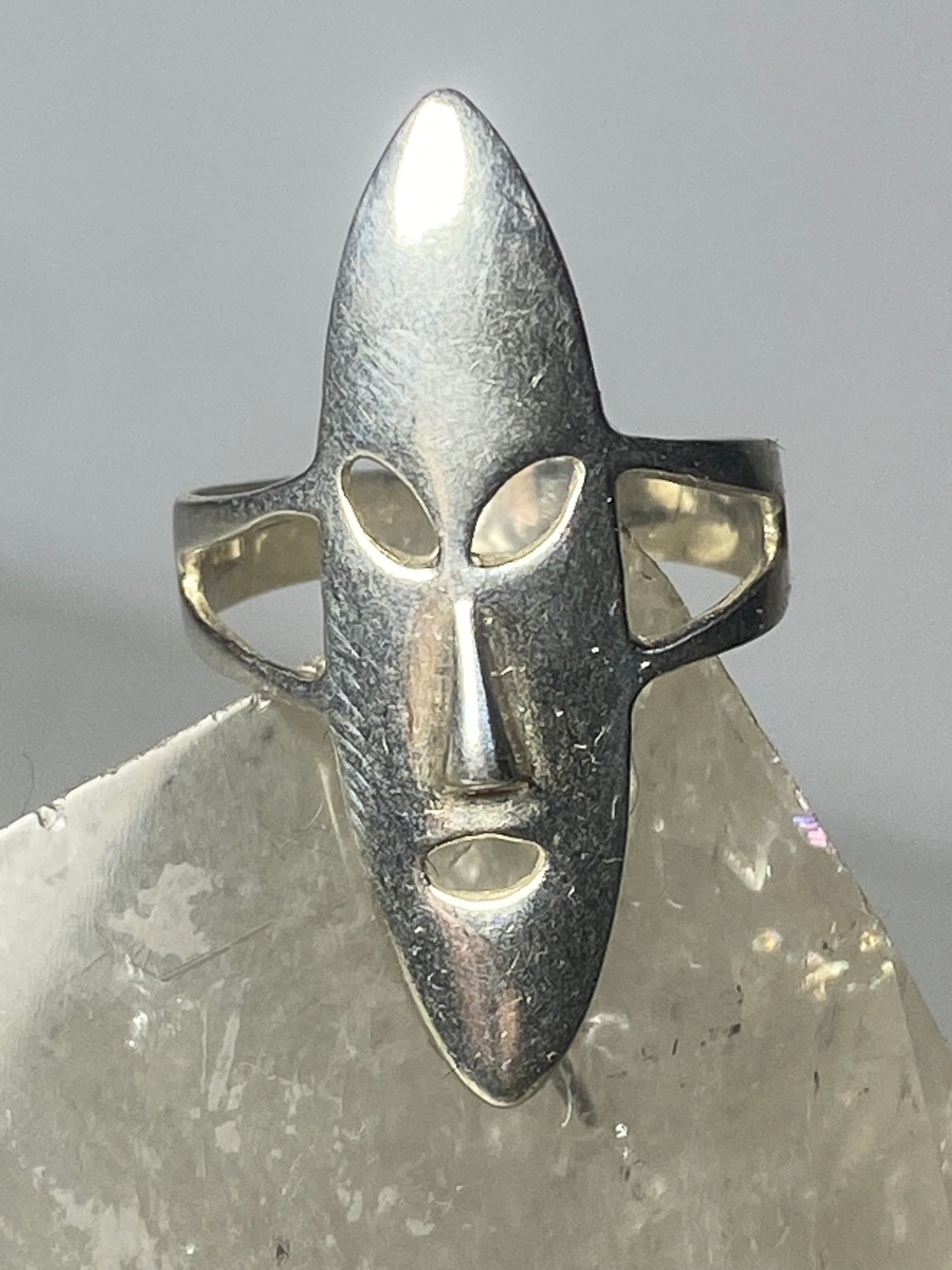 long face ring mask tribal band sterling silver women girls