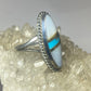Long Turquoise ring mother of pearl sterling silver southwest