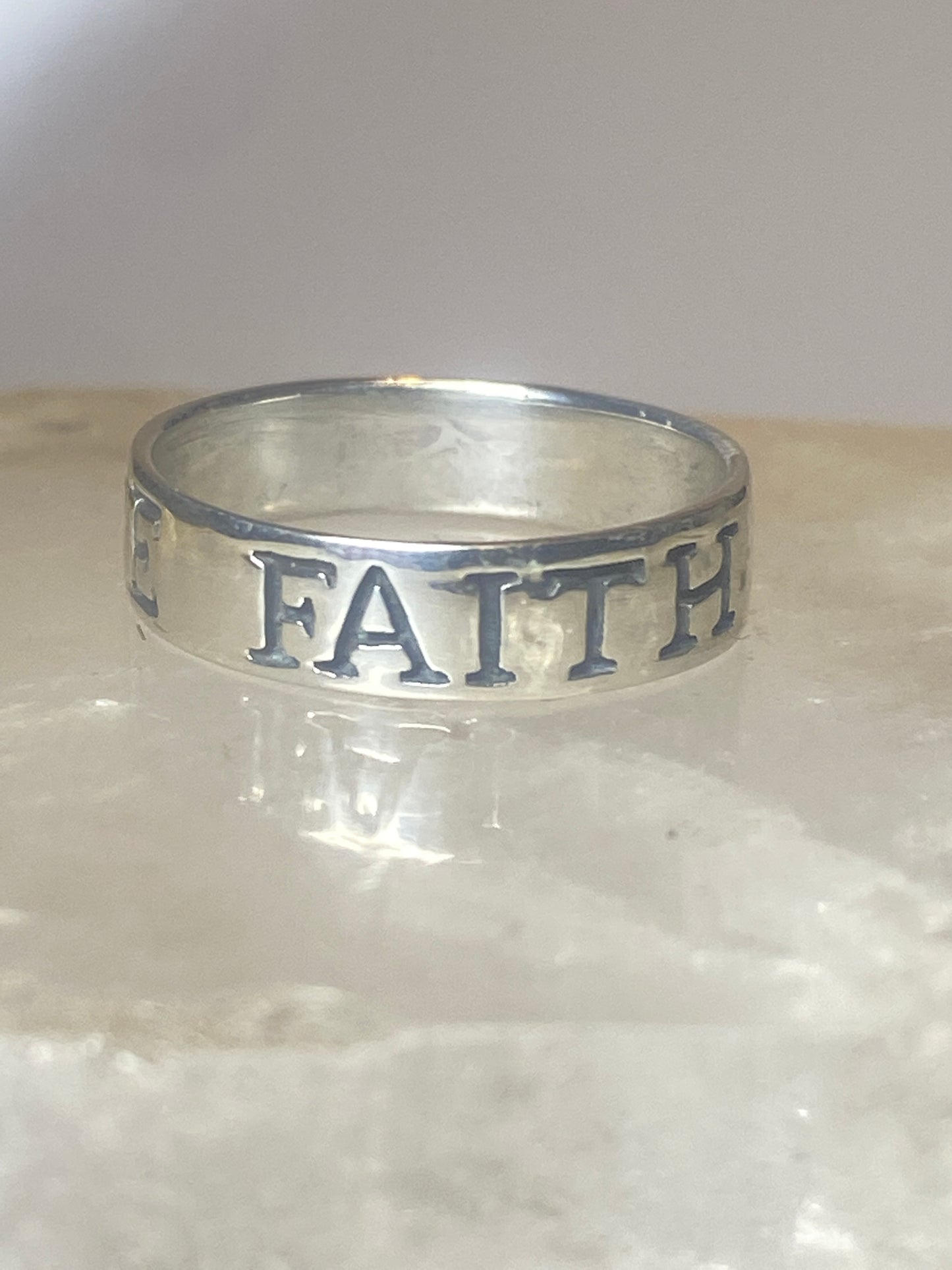 Love Hope Faith ring size 6.75 Solid words religious band sterling silver