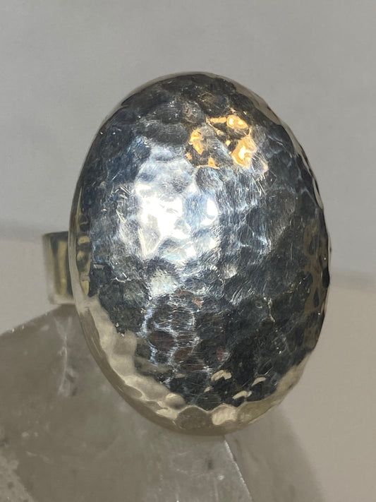 Hammered ring Large Oval southwest sterling silver band women girls