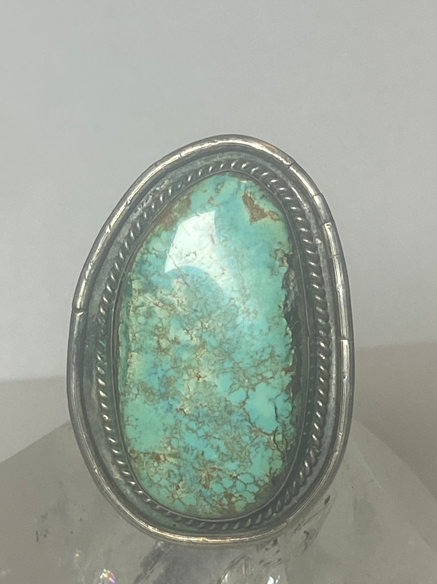 Navajo Ring long huge turquoise southwest sterling silver women girl