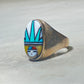 Sun ring Zuni turquoise coral southwest MOP Mother of Pearl sterling silver women men