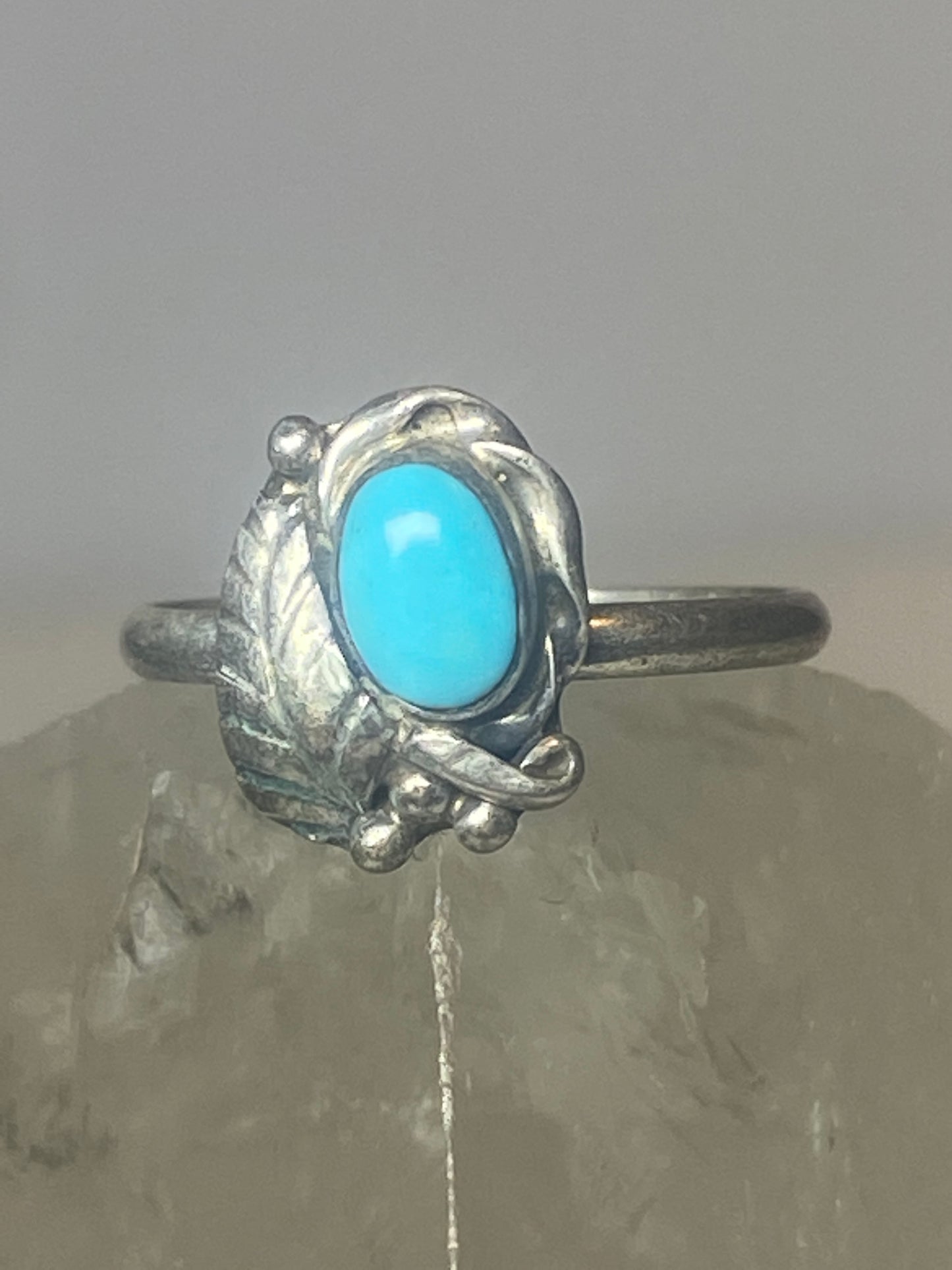 Turquoise ring southwest pinky floral leaves blossom baby children women girls  g