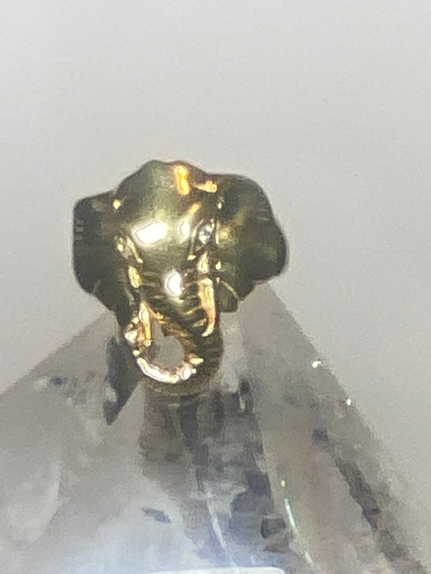 Elephant ring size 7 sterling silver women unknown overlay goldish in color