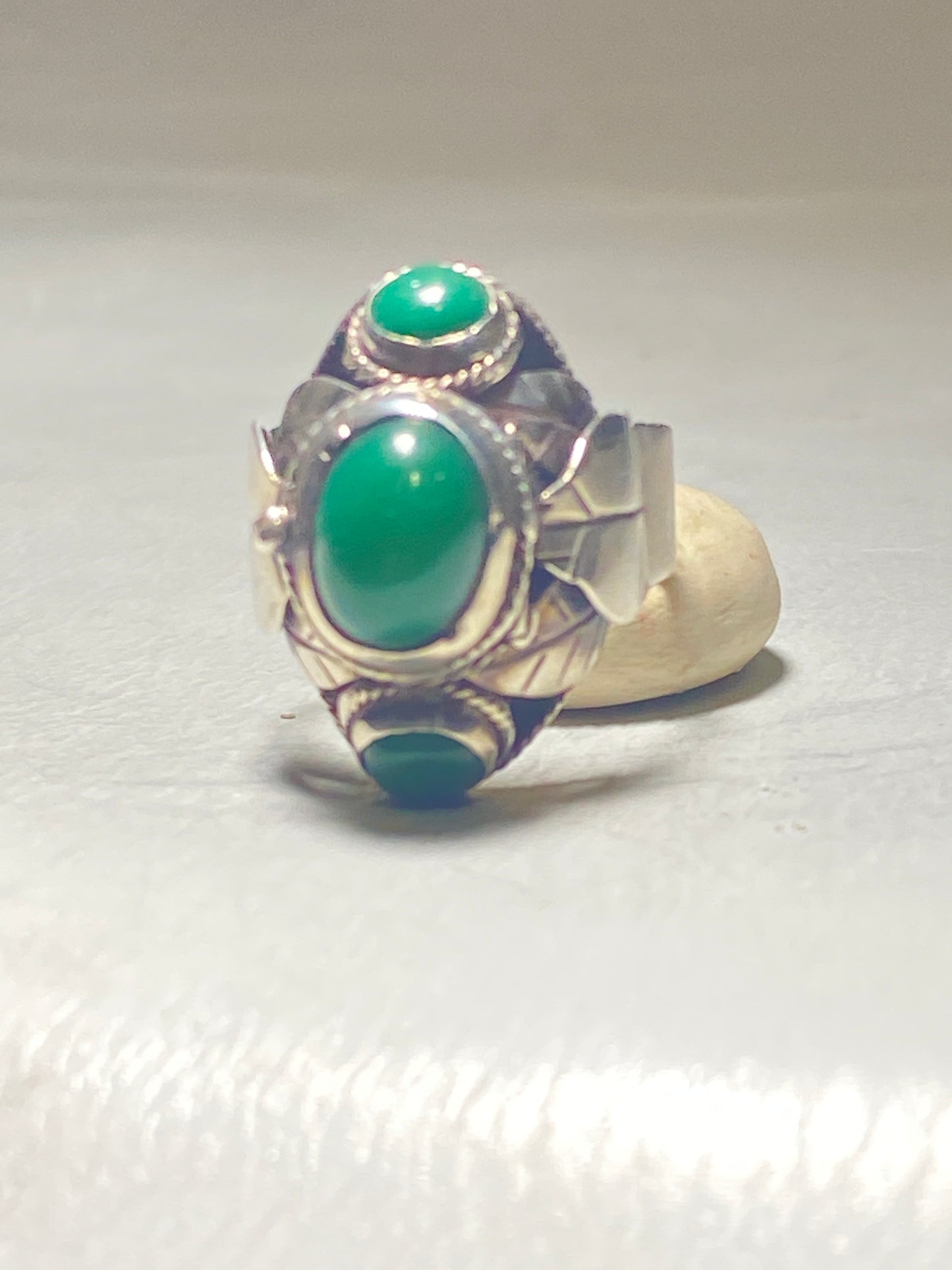 Poison ring Green Mexico southwest sterling silver band women girls