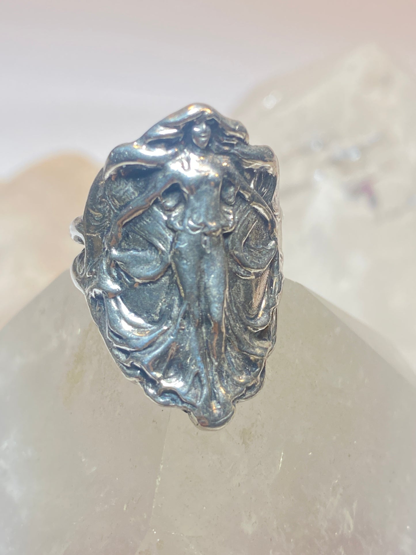 Lady ring size 8.25 art deco  band sterling silver women