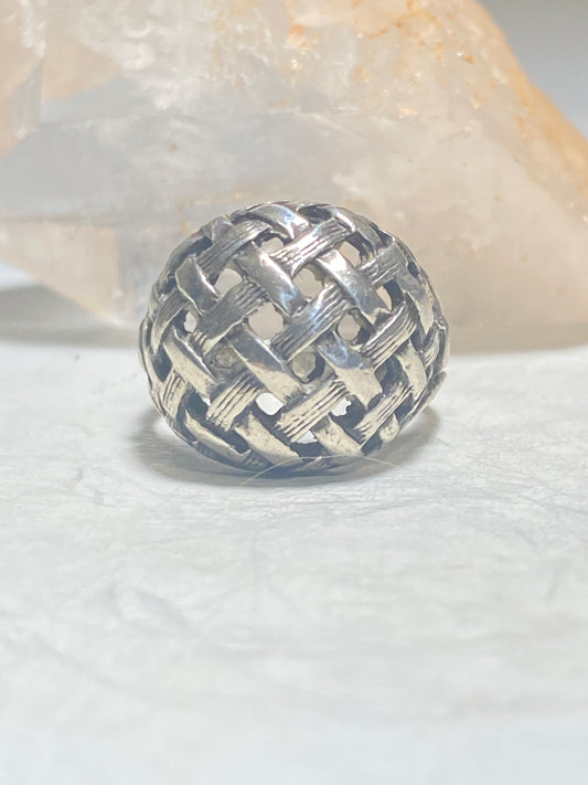 Dome ring Bubble weave band sterling silver women girls