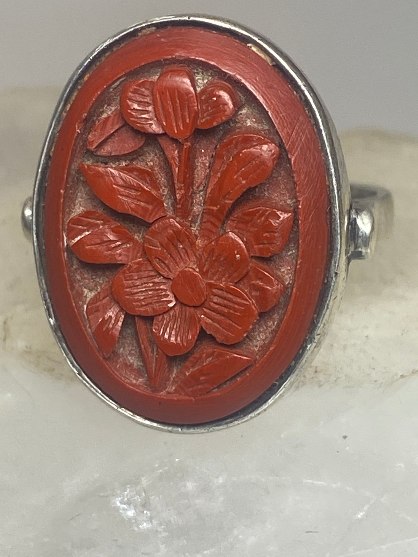 Cinnabar ring size 5  floral band  sterling silver women girls