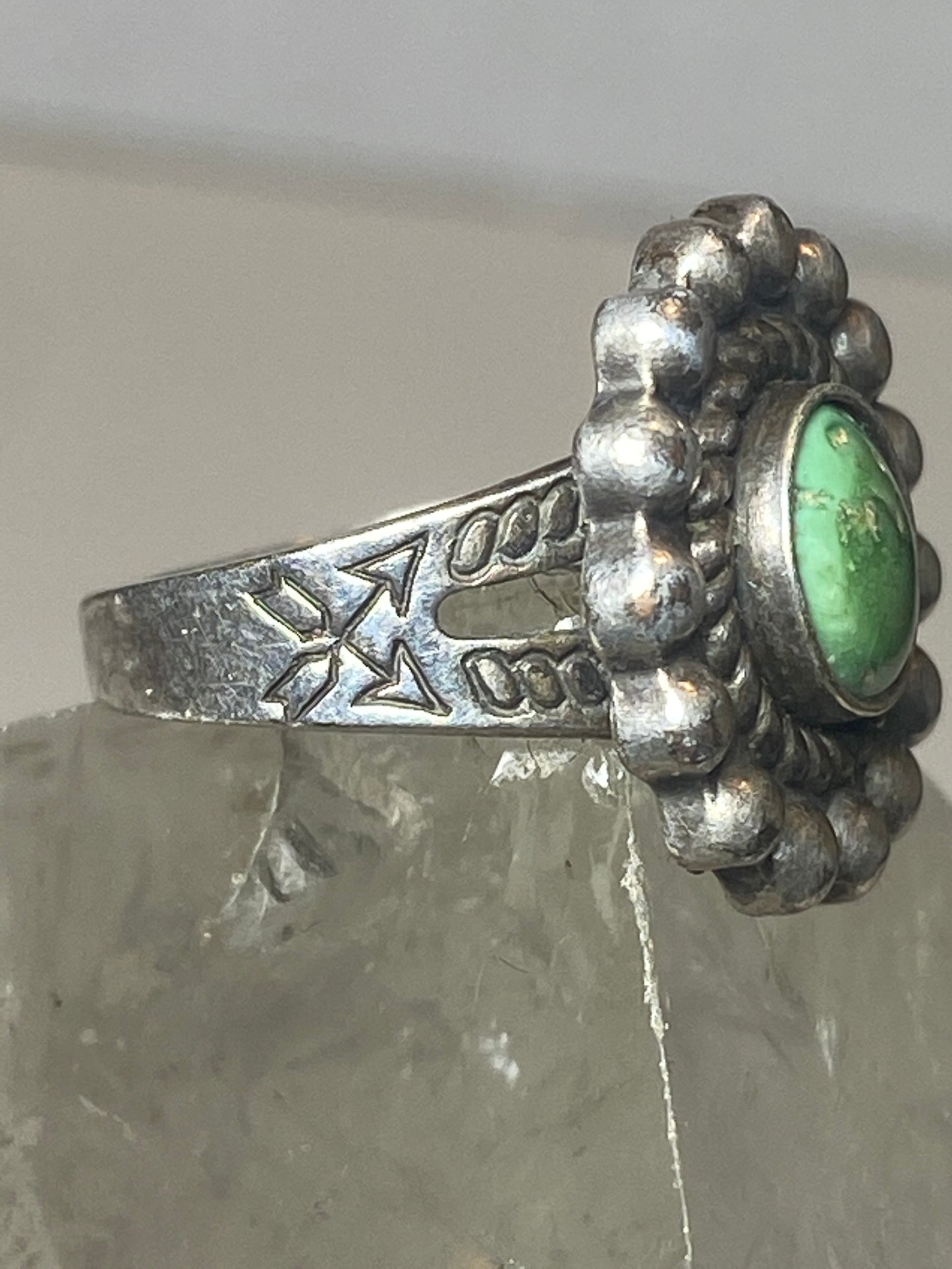 Turquoise ring Navajo Sterling silver crossed arrows sterling silver women girls