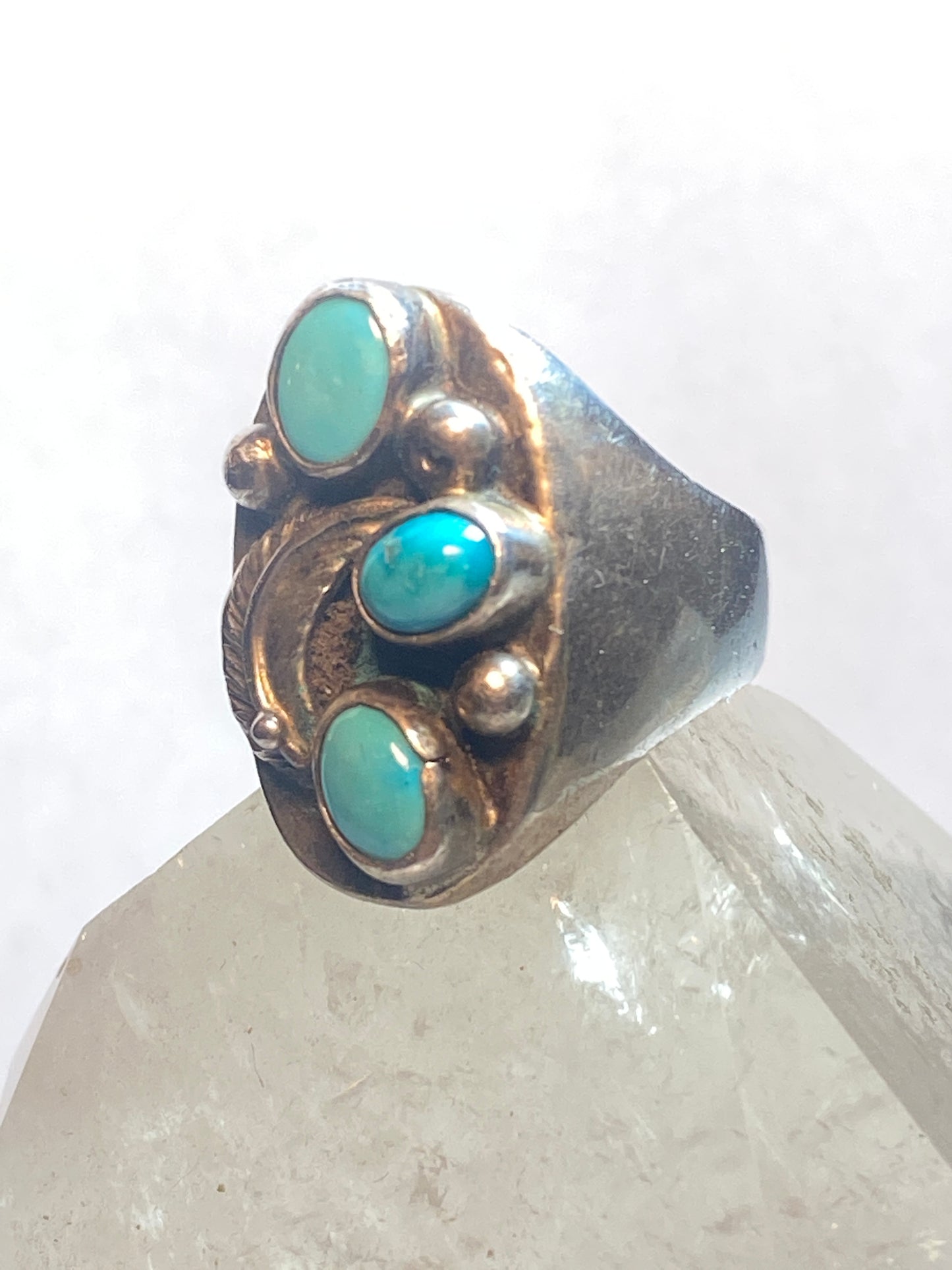 Turquoise ring size 10.75 Navajo southwest sterling silver women men