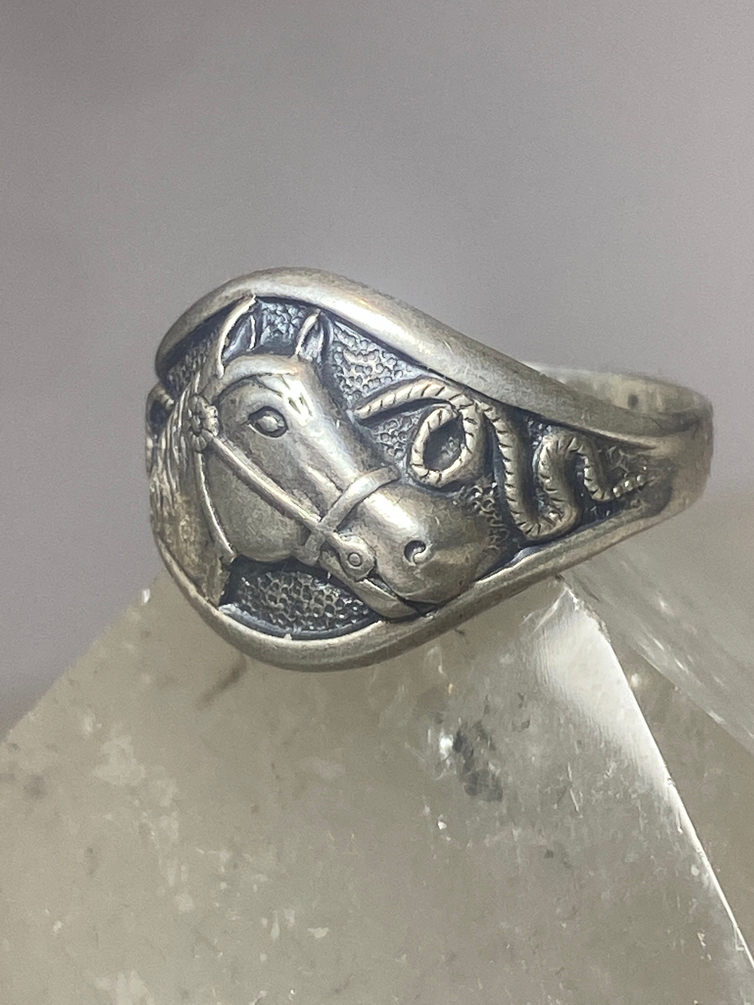 Vintage Designer Bell Trading Co Horse Saddle Sterling Silver Ring - Size high quality 7