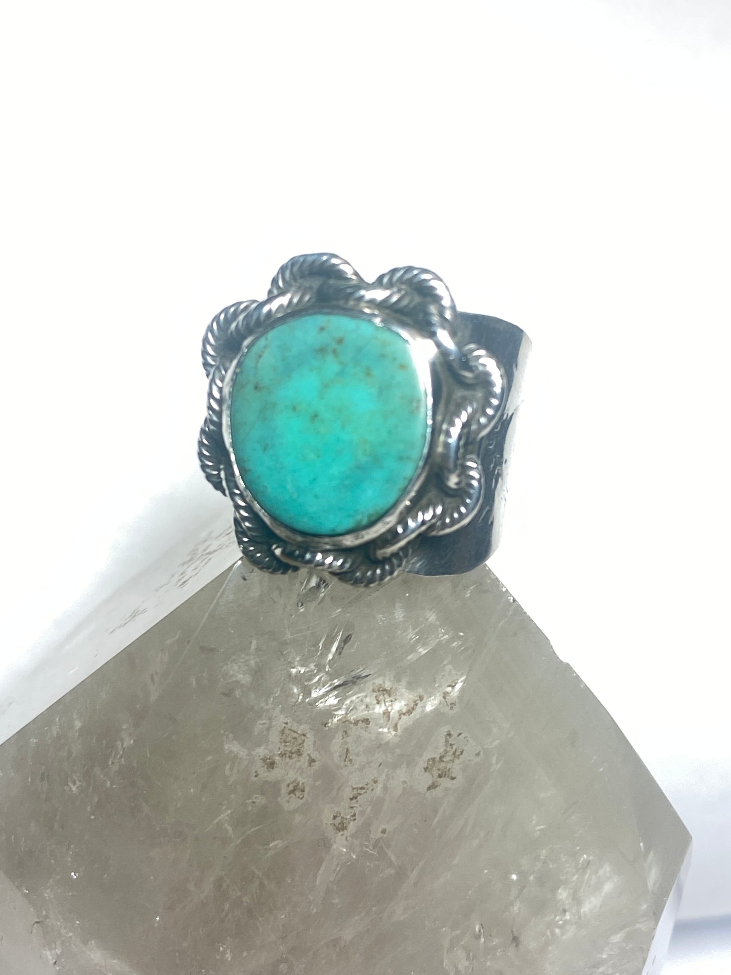 Turquoise ring Navajo chain band sterling silver women men