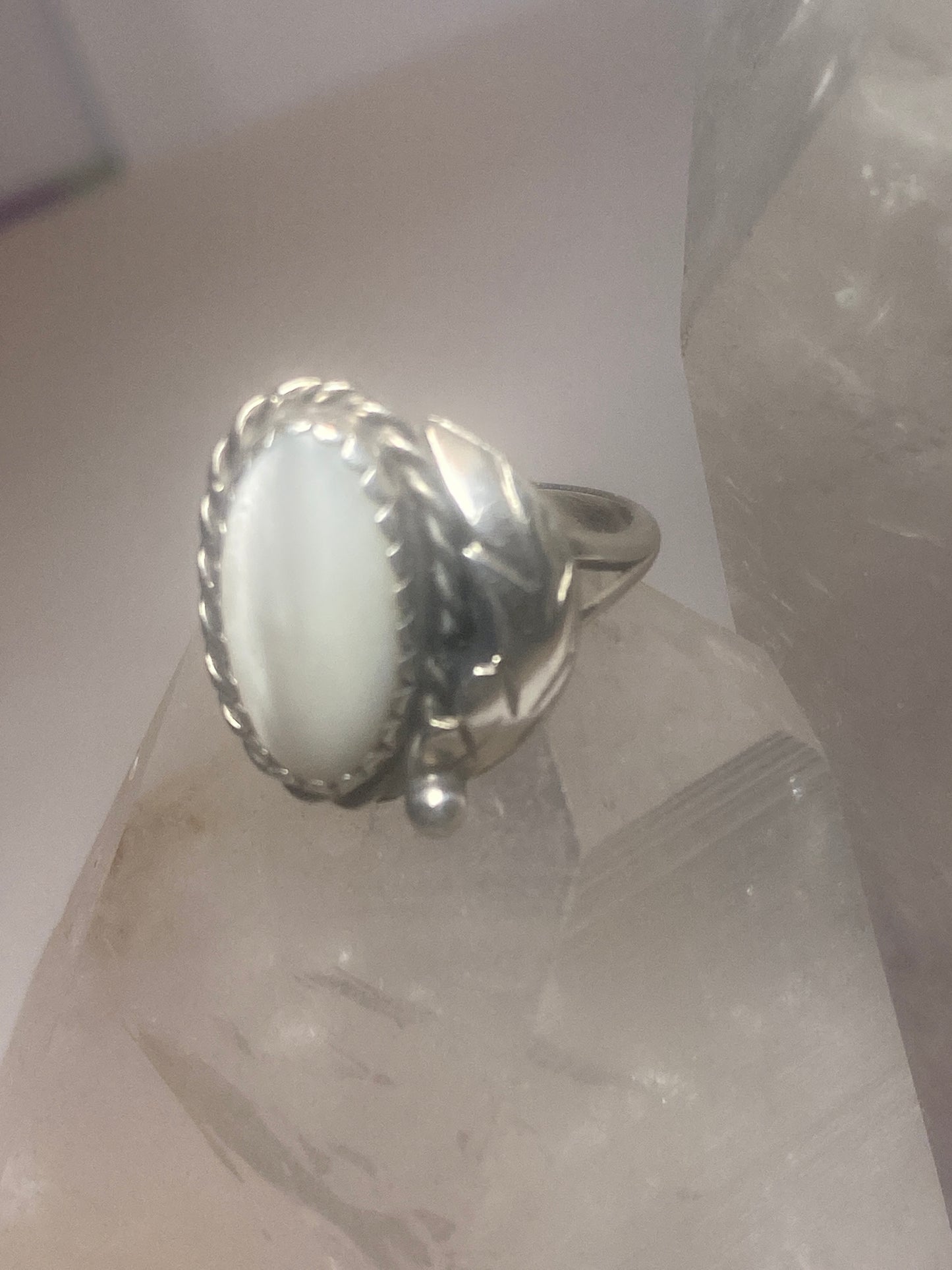 Mother of Pearl ring solitaire band southwest sterling silver women girls