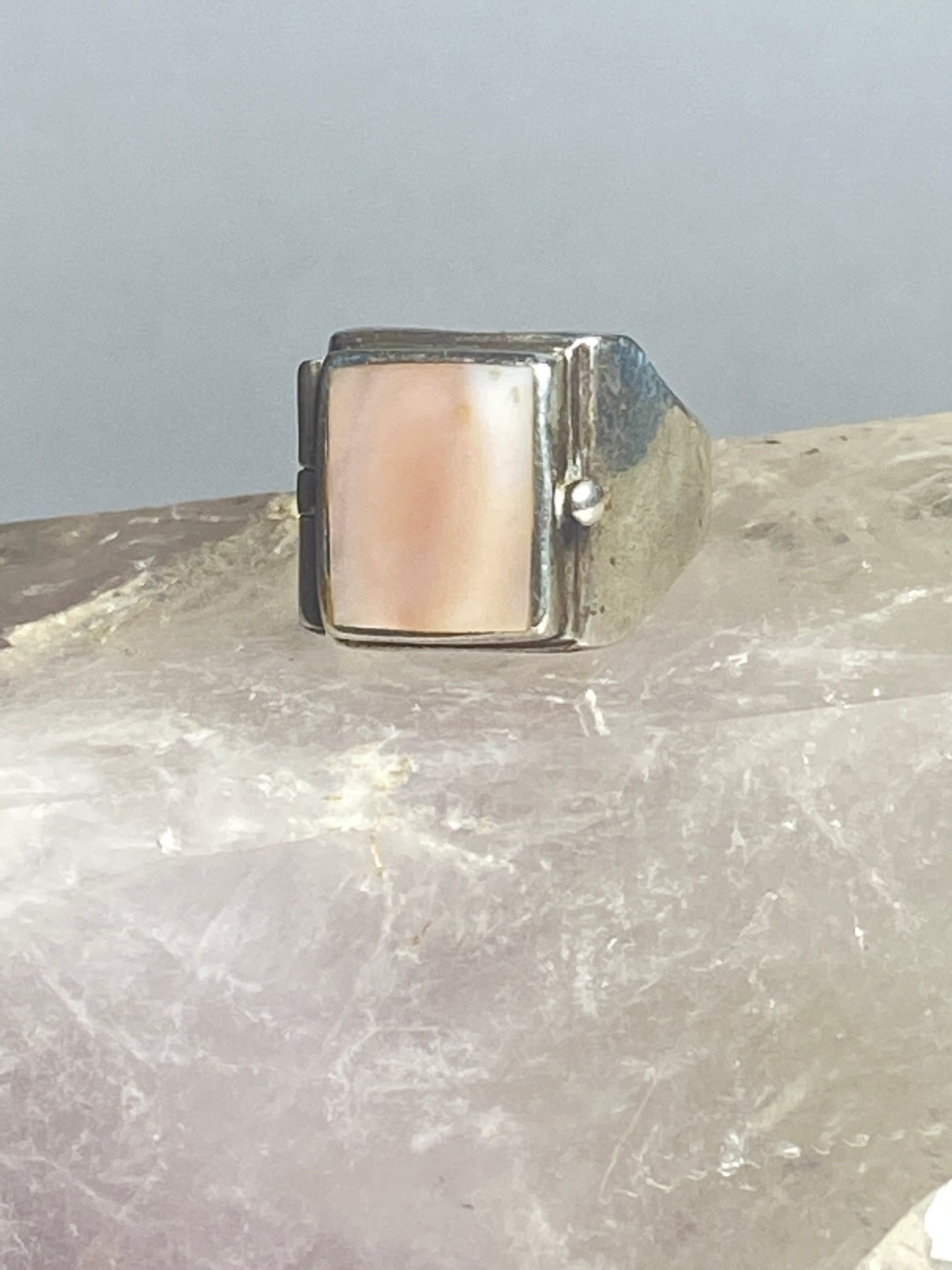 Poison ring mother of pearl southwest sterling silver band women