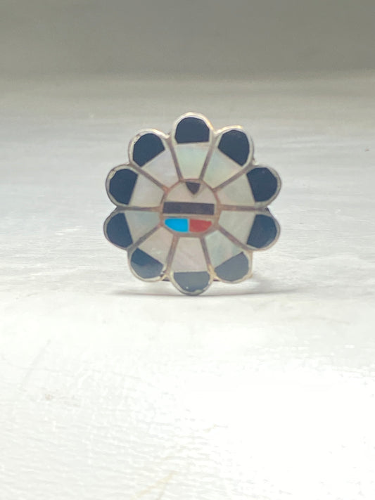 Sun ring Zuni onyx southwest MOP Mother of Pearl sterling silver women