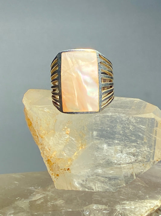 Mother of Pearl ring southwest long sterling silver women
