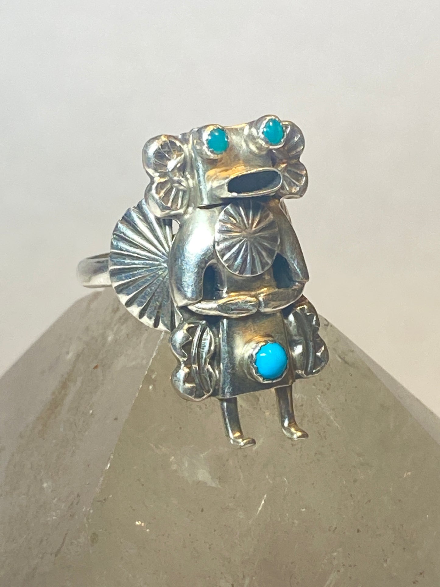 Kachina ring Navajo turquoise sterling silver women