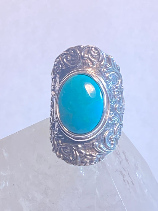 Floral ring size 8 flower knuckle band turquoise sterling silver women girl