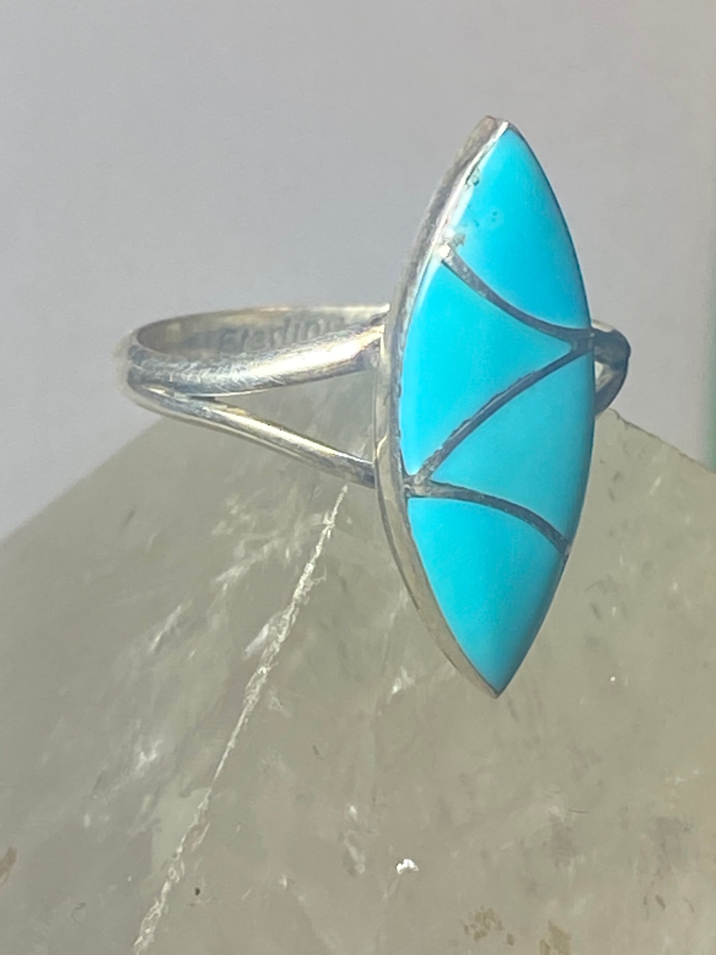 Long Turquoise Ring southwest pinky sterling silver women girls