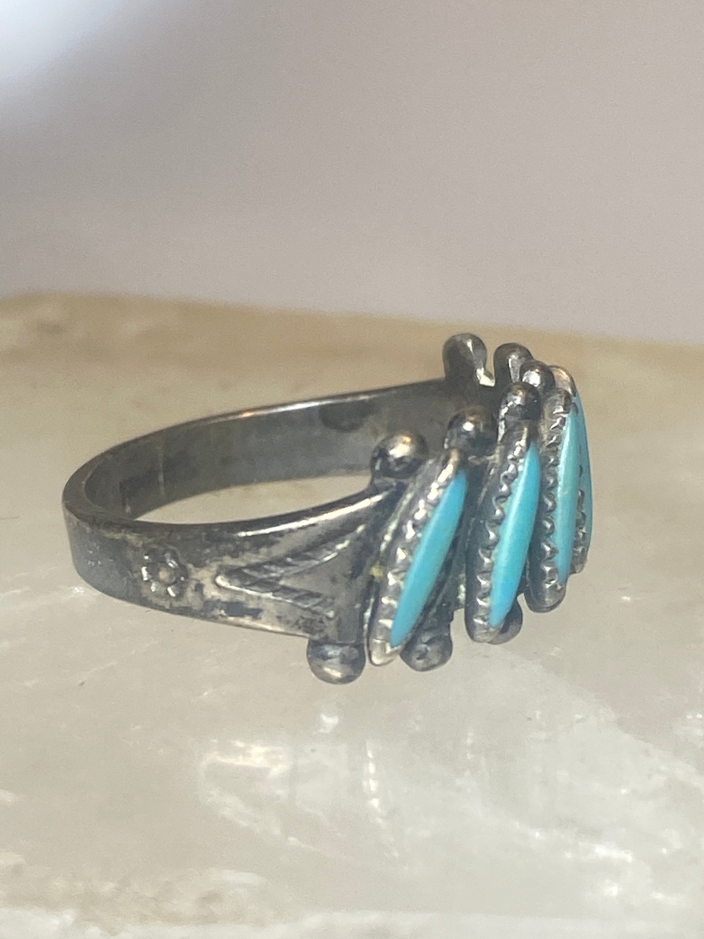 Zuni ring size 5.50 turquoise band petite point pinky sterling silver
