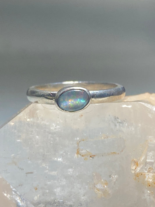 Opal Ring stacker band sterling silver women girls