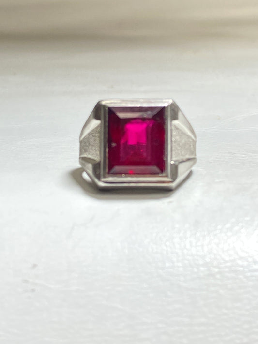 Red ring mid century sterling silver women men