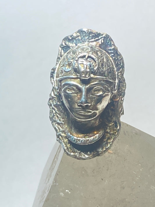 Face ring Egyptian figurative band sterling silver women men